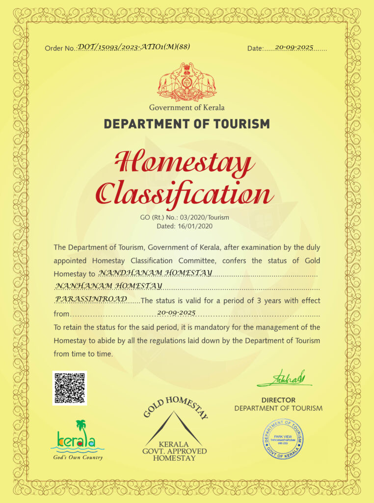 Certificate of Nandhanam Holidays